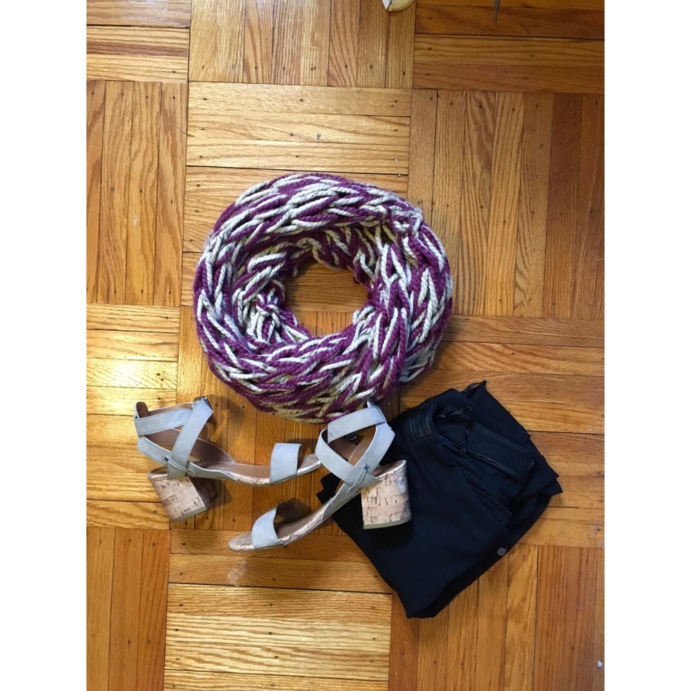 Double Looped Arm Knitted Scarf